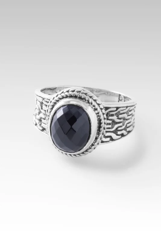 Women’s rings with lotus-inspired sapphire bands -Palisade Ring™ in Black Spinel