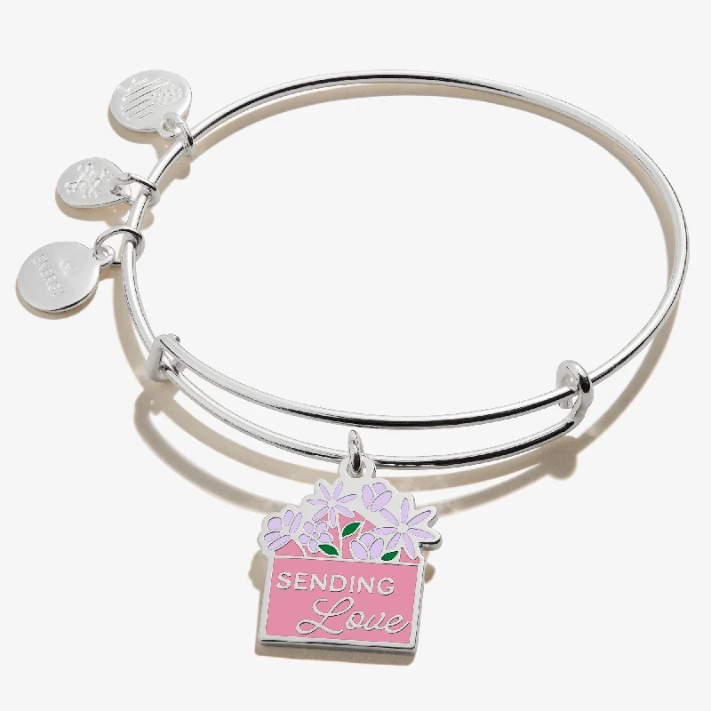 Bangles with blue quartz for cool tones -'Sending Love' Charm Bangle Bracelet