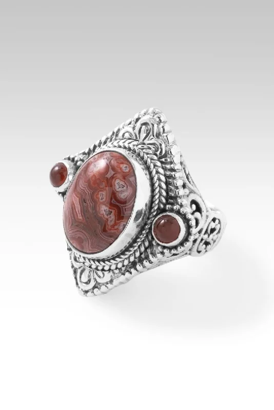 Women’s rings with intricate mandala engravings -Noble Courage Ring™ in Laguna Lace Agate