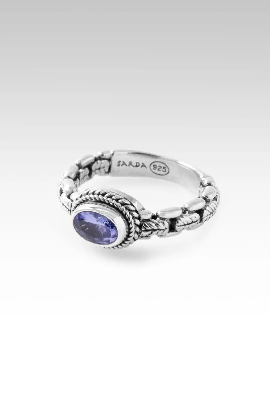 Women’s rings with engraved constellations for stars -Tranquil Presence Ring™ in Tanzanite