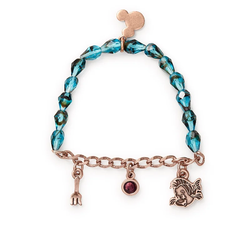 Bracelets with etched floral bands for detail -Disney® Ariel Multi-Charm Stretch Bracelet