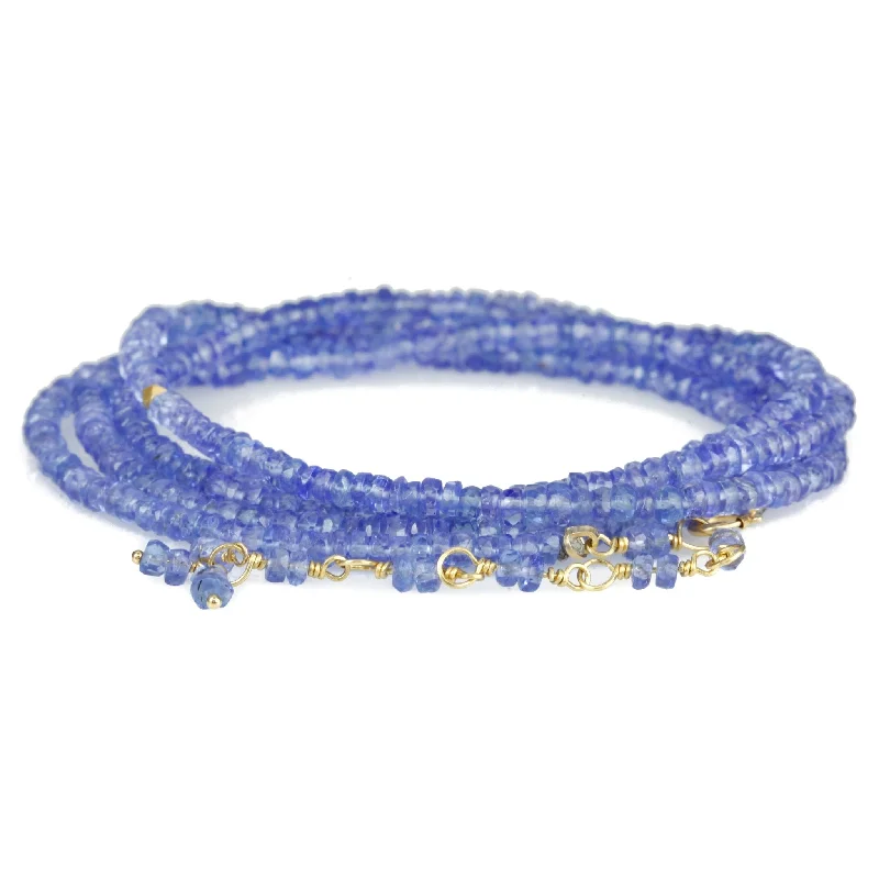 Bracelets with sunstone gems for fiery shine -Faceted Tanzanite Beaded Wrap Bracelet