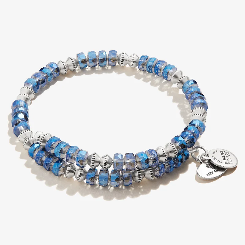 Bangles with rainbow moonstone for color play -Dazzle Wrap Bracelet, Sapphire Blue