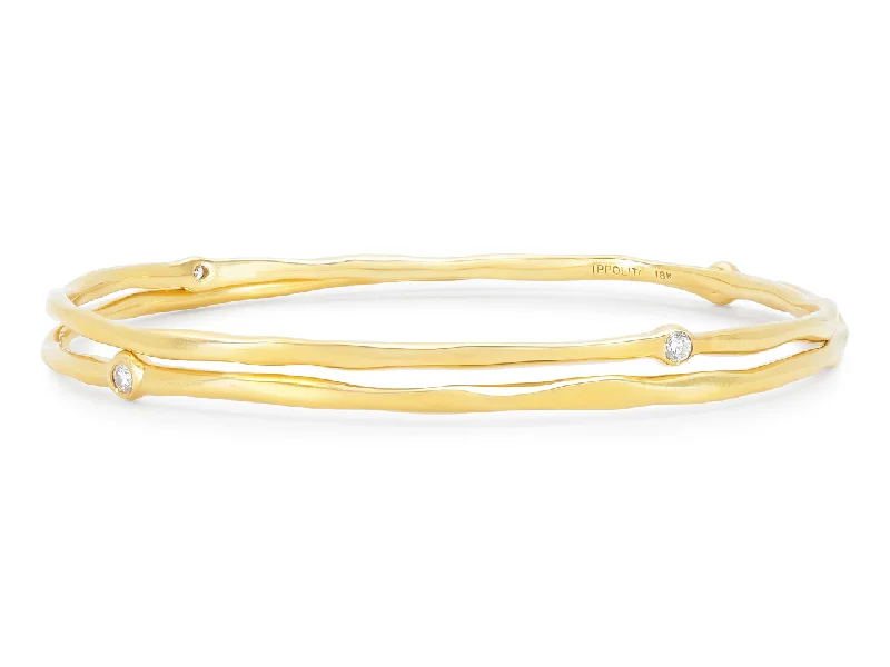 Bracelets with pearl beads for classic beauty -Pair of Ippolita 'Starburst Superstar' Diamond Bangle Bracelets in 18K Gold