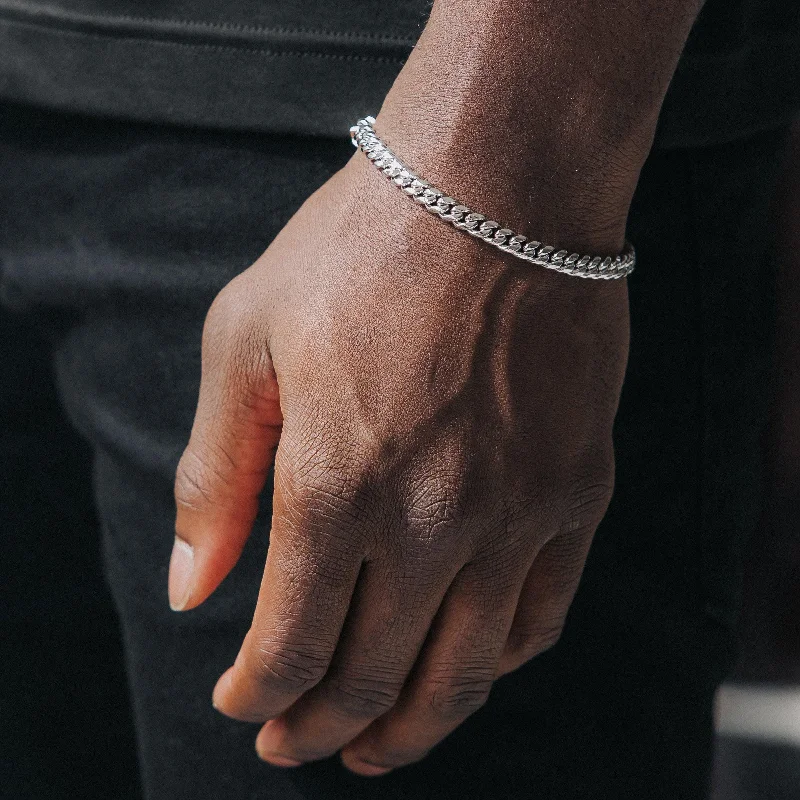 Bracelets with faceted aquamarine for sea glow -6mm Cuban Link Bracelet