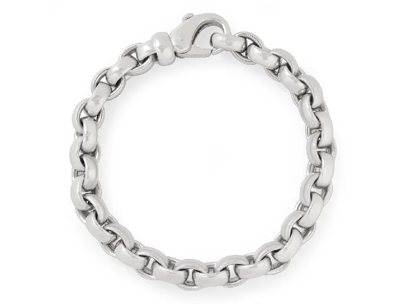 Bracelets with floral sapphire for romantic glow -Rolo Link Bracelet in Platinum