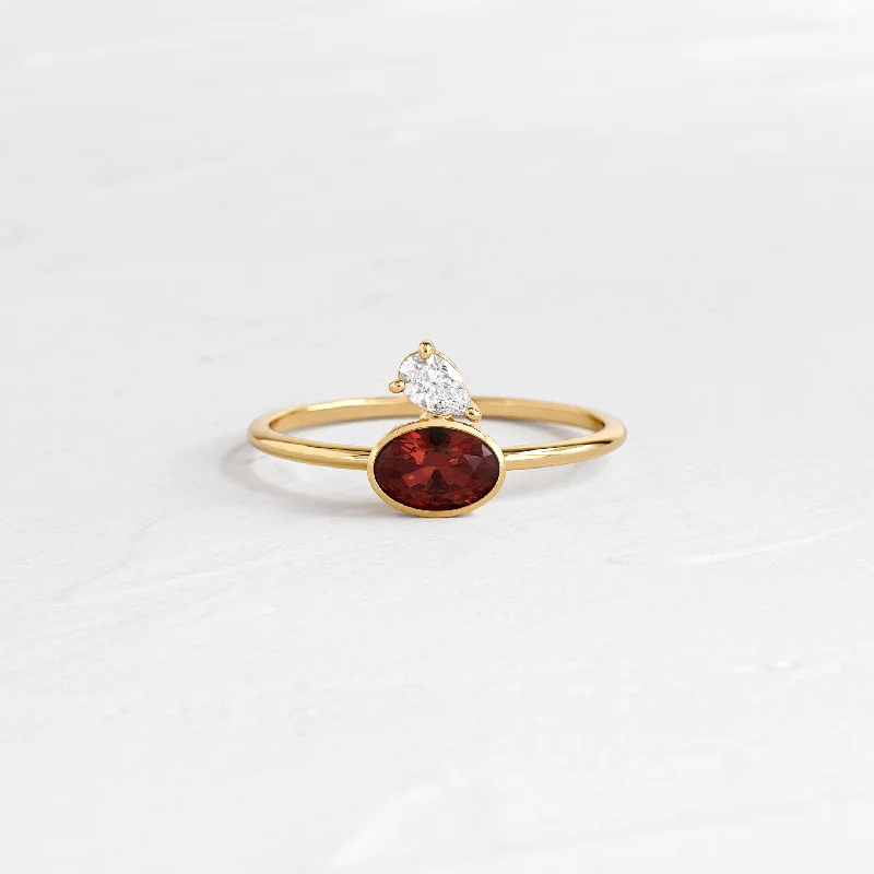 Women’s rings with rough garnet for rugged -Littlefall Ring in Red Garnet