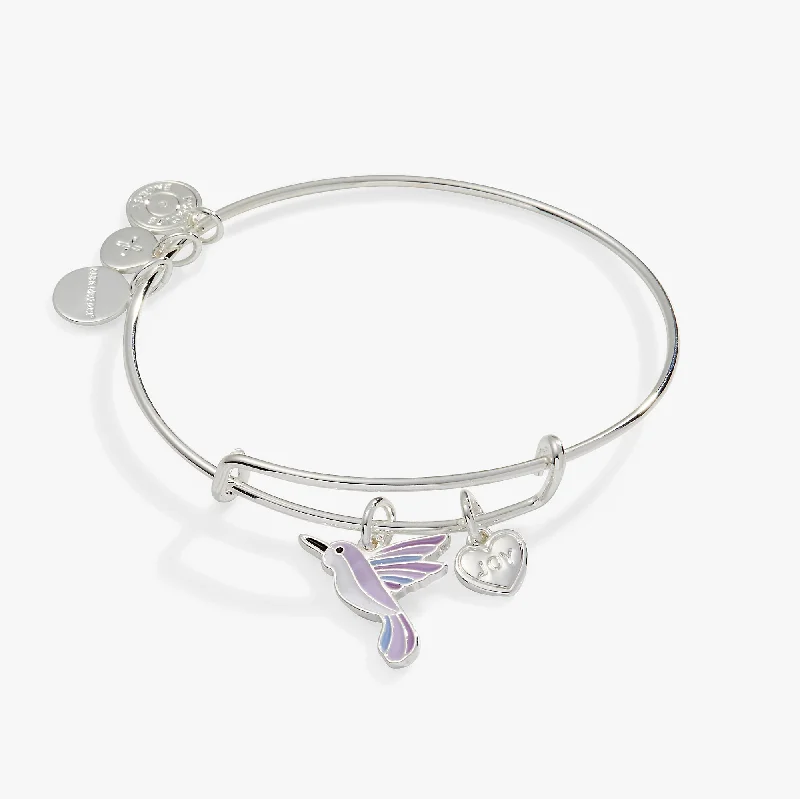 Bracelets with knot accents for symbolic charm -'Joy' Hummingbird Duo Charm Bangle Bracelet