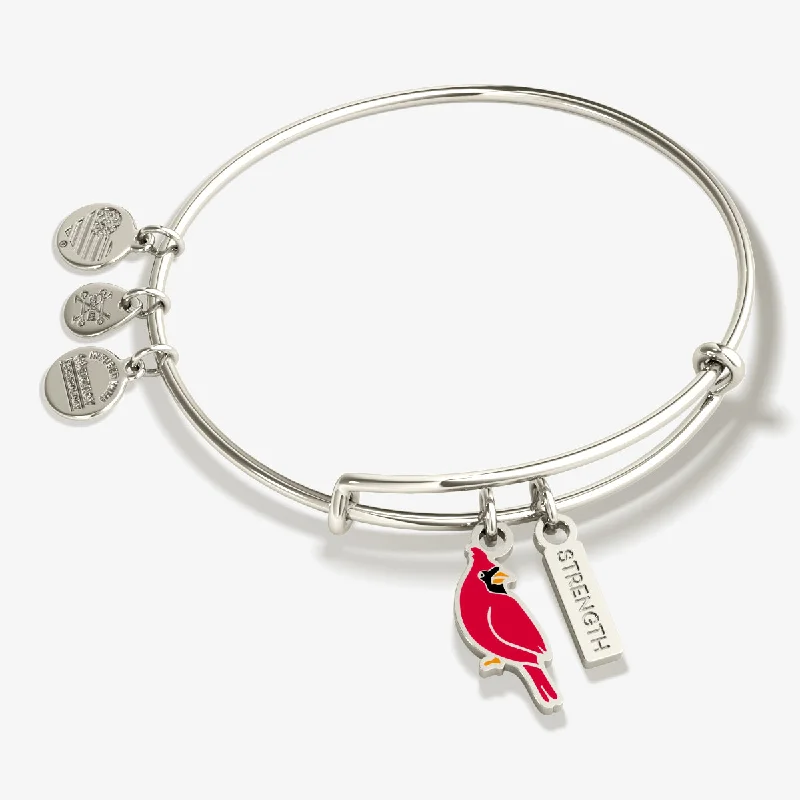 Bracelets with wave engravings for ocean vibes -'Strength' Cardinal Duo Charm Bangle Bracelet