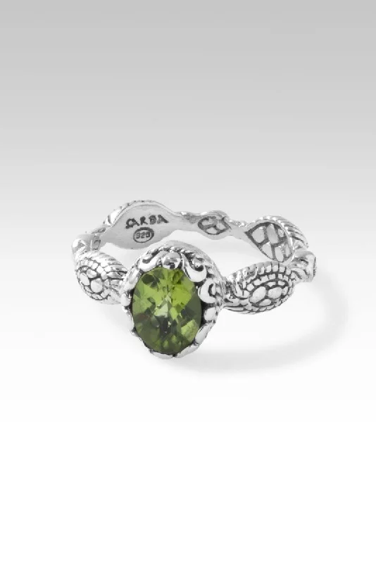 Women’s stretch rings for adjustable comfort fit -Live in Peace Ring™ in Peridot