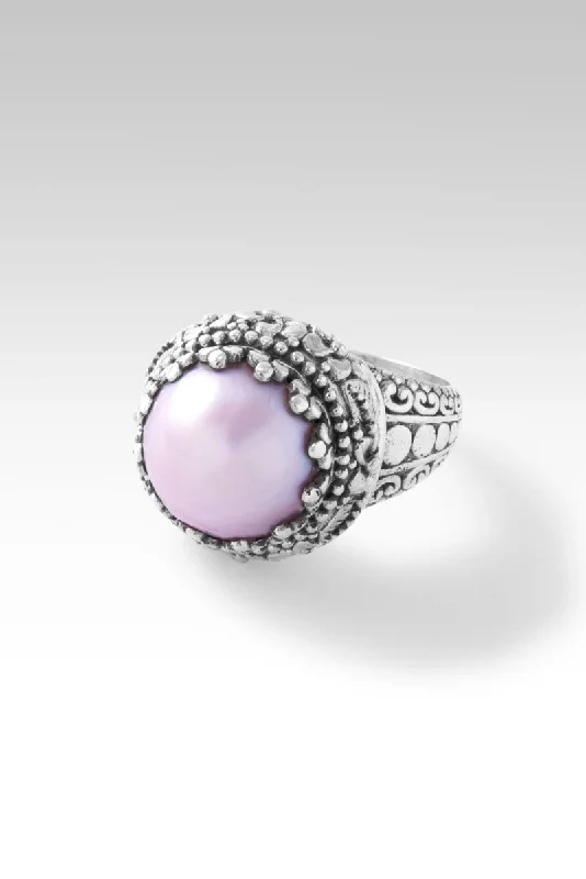 Women’s rings with brushed gold for subtlety -Majestic Blooms Ring™ in Pink Mabe Pearl