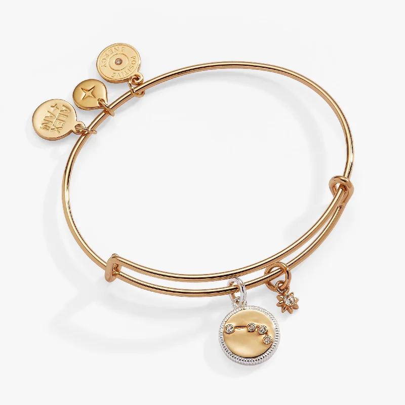 Bangles with engraved floral patterns for elegance -Aries Zodiac Charm Bangle