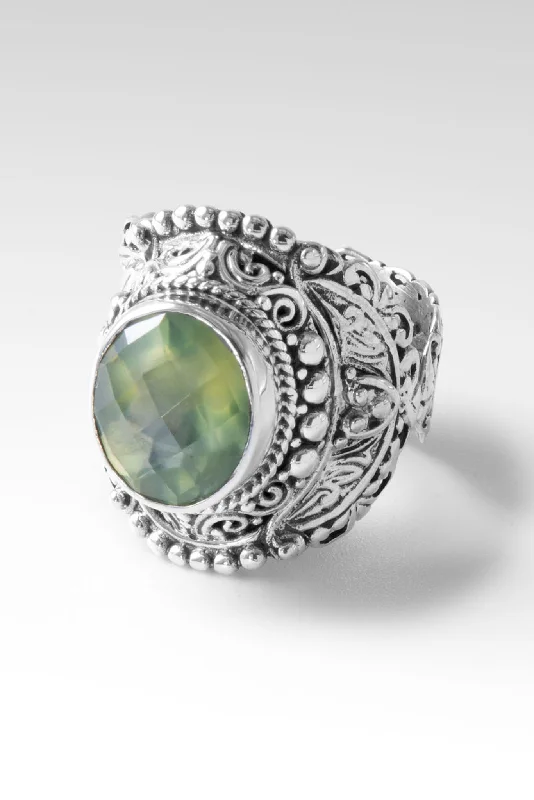 Women’s rings with branch-inspired amethyst bands -Treasure Ring™ in Prehnite