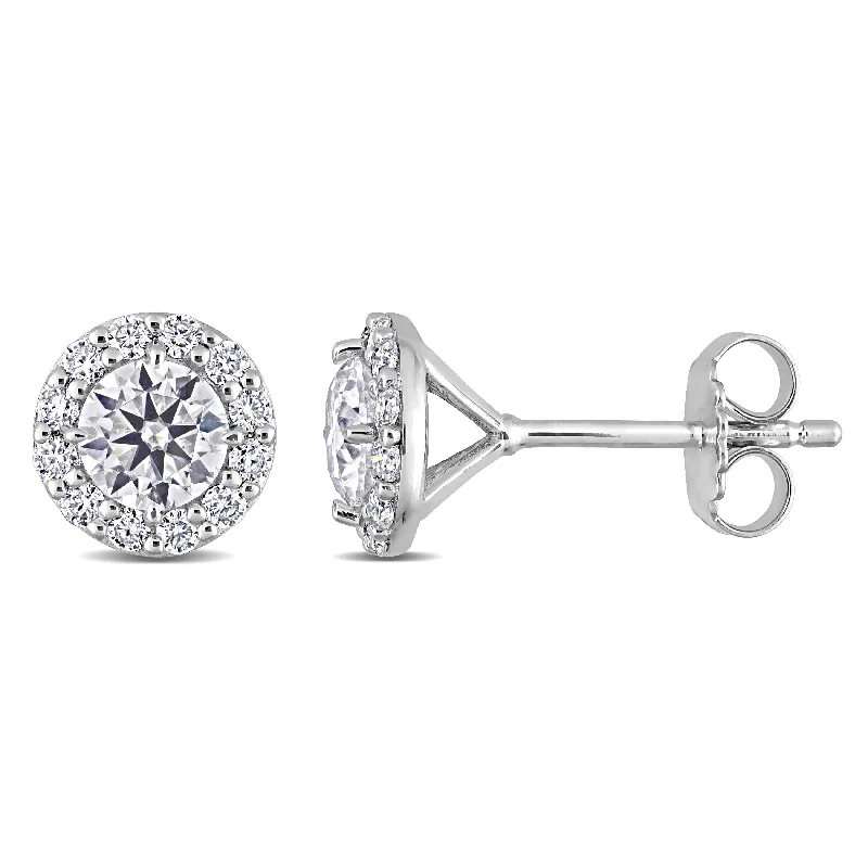 Stud Earrings for Mother's Day -Miadora 1 3/8ct DEW Moissanite Halo Stud Earrings in Sterling Silver