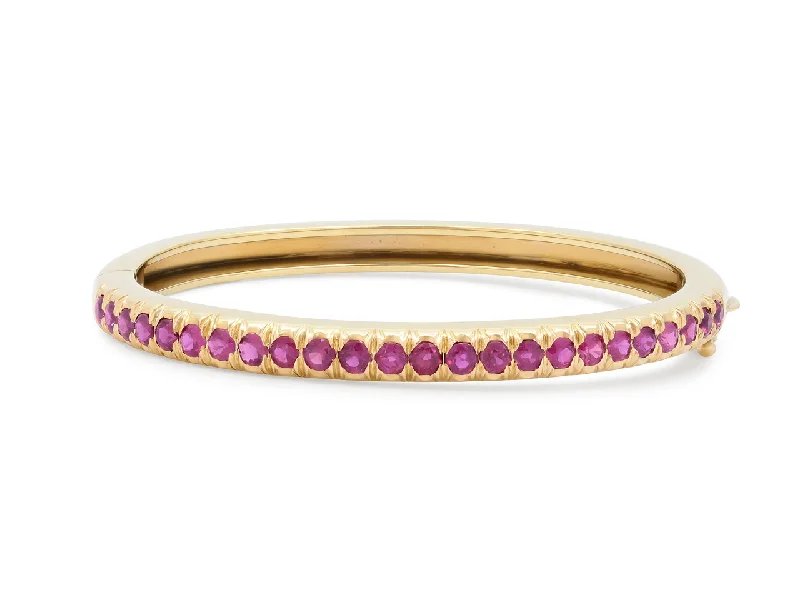 Bracelets with polished turquoise for boho style -Ruby Bangle Bracelet in 18K Gold