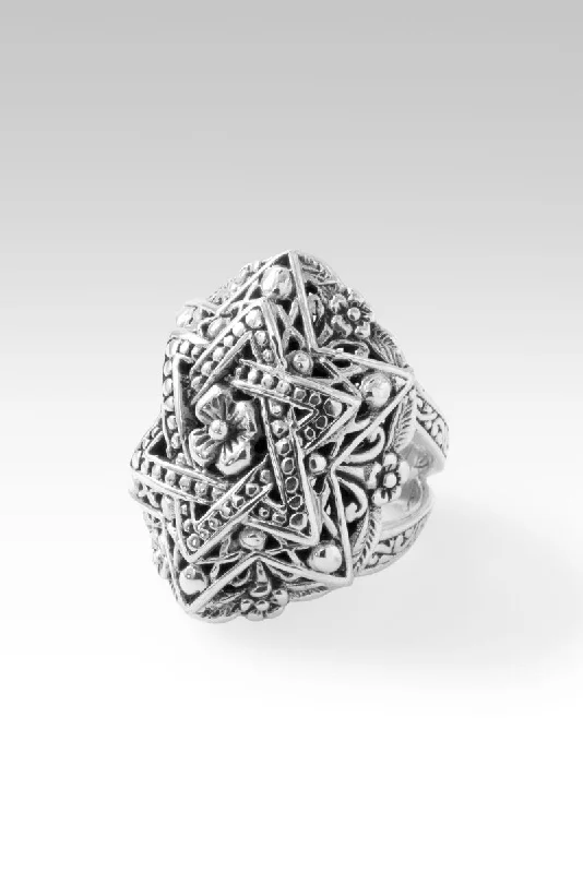 Women’s rings with hematite for metallic shine -Star of David Ring™ in Tree of Life