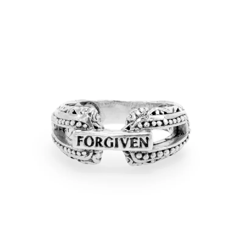 Women’s rings with twisted bands for style -Sterling Silver Watermark "Forgiven" Ring Small