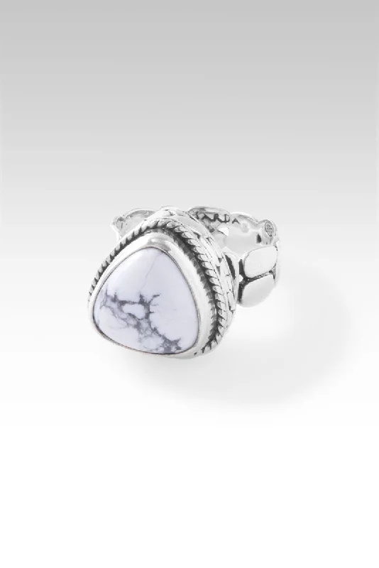 Women’s rings with shield-cut topaz stones -Seek Inner Peace Ring™ in Howlite