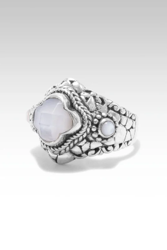 Women’s minimalist rings with polished onyx shine -Unity Ring™ in White Mother of Pearl