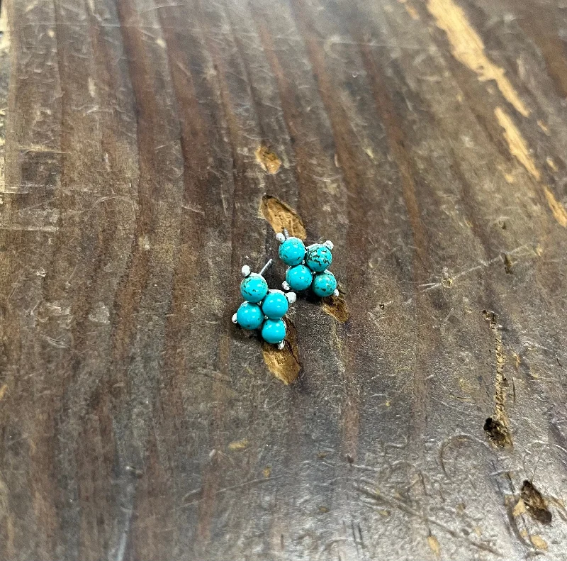 Gemstone Stud Earrings for Color -The Cluster Turquoise Stud Earrings