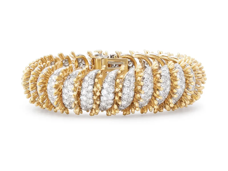 Bracelets with carved rose quartz for romance -David Webb Diamond Bracelet in 18K Gold and Platinum