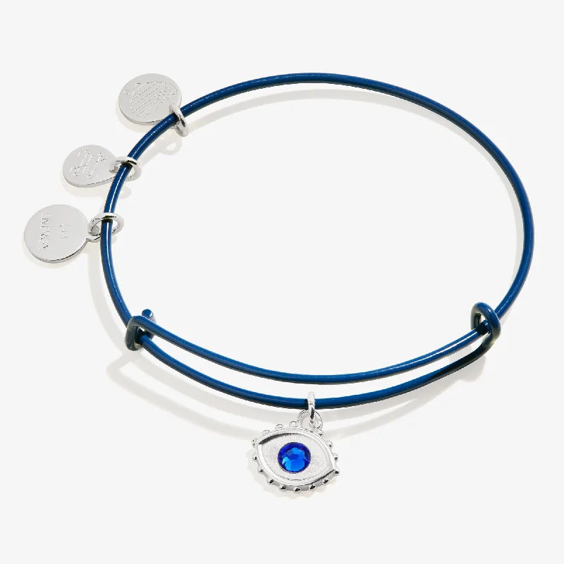 Bracelets with open cuff for easy wear -Evil Eye Charm Bangle Bracelet, Blue