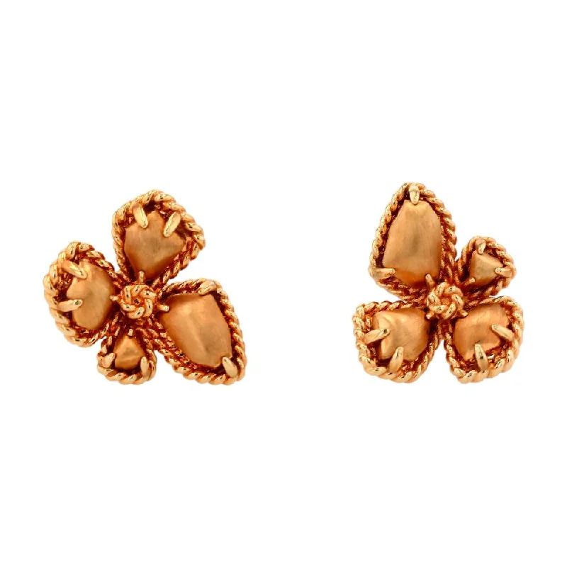 Diamond Stud Earrings for Luxury -Matte Gold Tone Bloom Large Stud Earrings