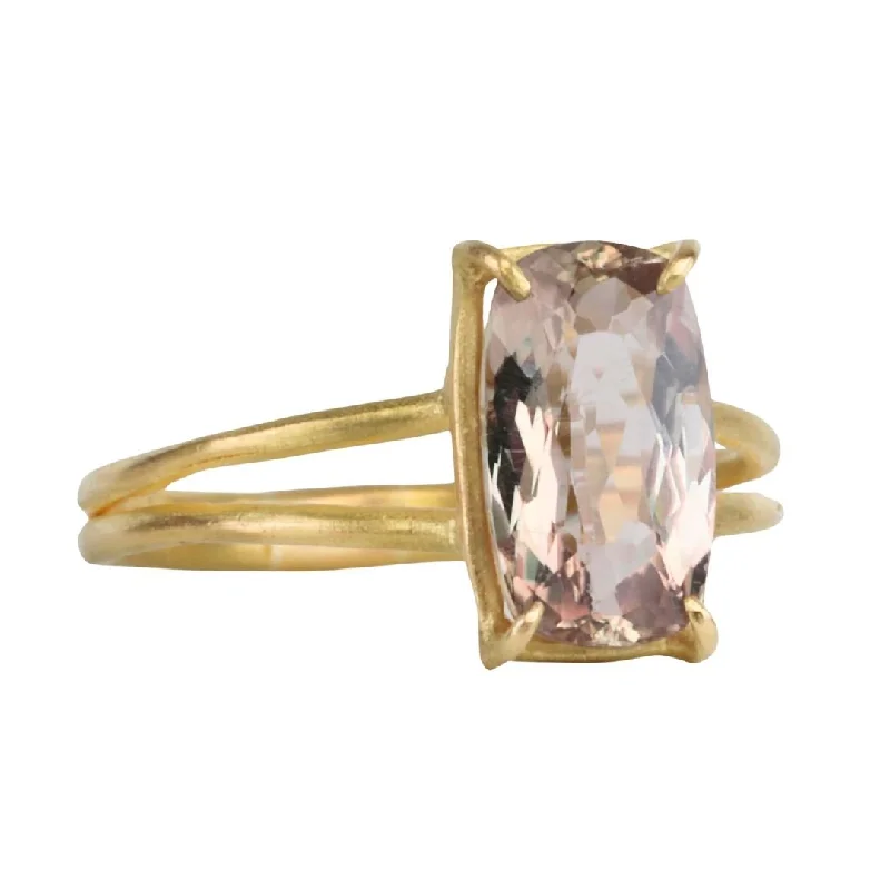 Women’s bold rings with hammered silver bands -18K & Cushion Cut Mauve Scapolite Ring