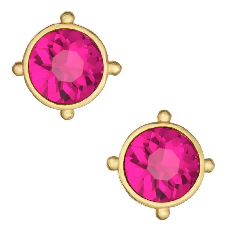 Stud Earrings with Gemstones and Beads -Women's Coupe Stud Earrings In Viva Magenta