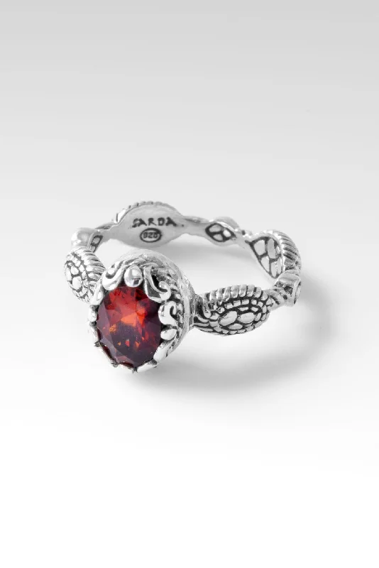 Women’s promise rings with subtle star engravings -Live in Peace Ring™ in Red Madeira Citrine