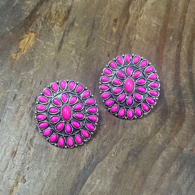 Lightweight Stud Earrings for All Day -The Pink Cluster Stud Earrings