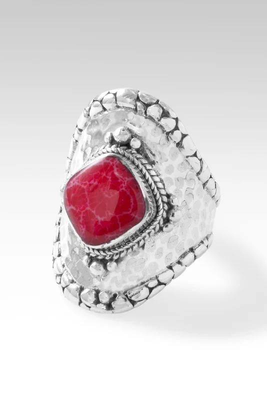 Women’s rings with clustered rose quartz stones -Joyful Ring™ in Red Indonesian Coral