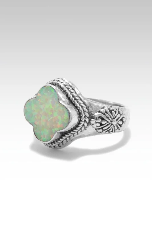 Women’s rings with rough opal for beauty -Wondrous Grace Ring™ in Peaches & Cream Simulated Opal