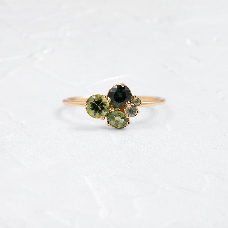 Women’s rings with jade stones for serenity -Forest Floor Cluster Ring with Sapphire