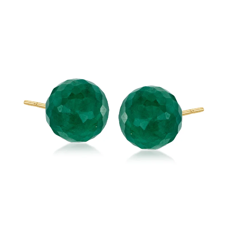 Stud Earrings for Work Attire -Ross-Simons Emerald Stud Earrings in 14kt Yellow Gold