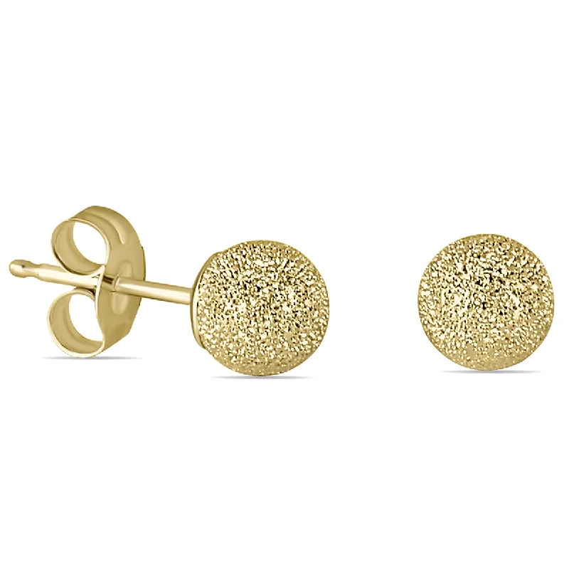 Tarnish Resistant Stud Earrings for Longevity -14K Yellow Gold 5Mm Laser Cut Ball Stud Earrings