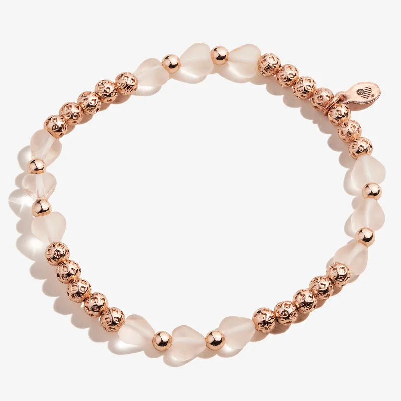 Bracelets with citrine stones for warm tones -Crystal Heart Stretch Bracelet, Pink