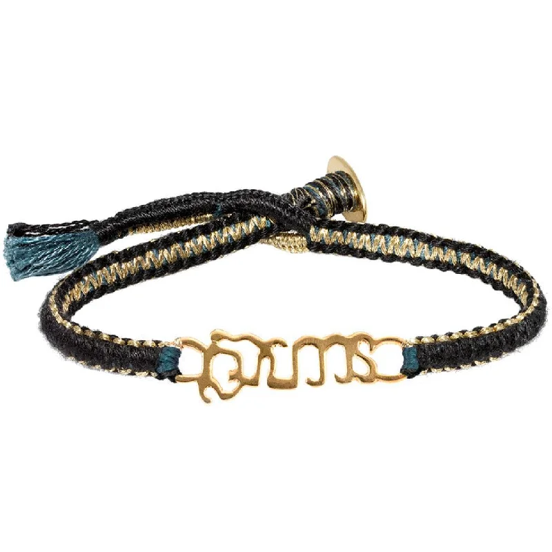 Bracelets with knot accents for symbolic charm -Gold Vermeil "Brave" Bracelet on Black Cotton Cobra Cord