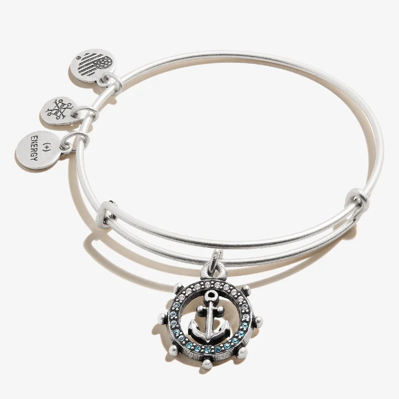 Bracelets with spiral designs for eye-catching twist -Anchor Charm Bangle, Crystal Infusion