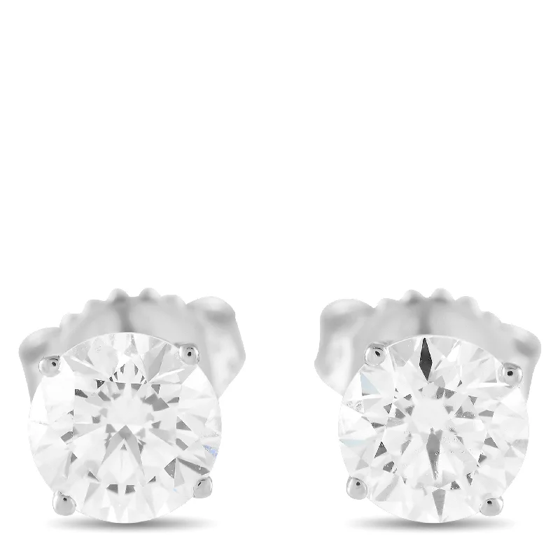 Stud Earrings for Wellness Routine -White Gold 2.07ct Lab Grown Diamond Stud Earrings MF23-120424