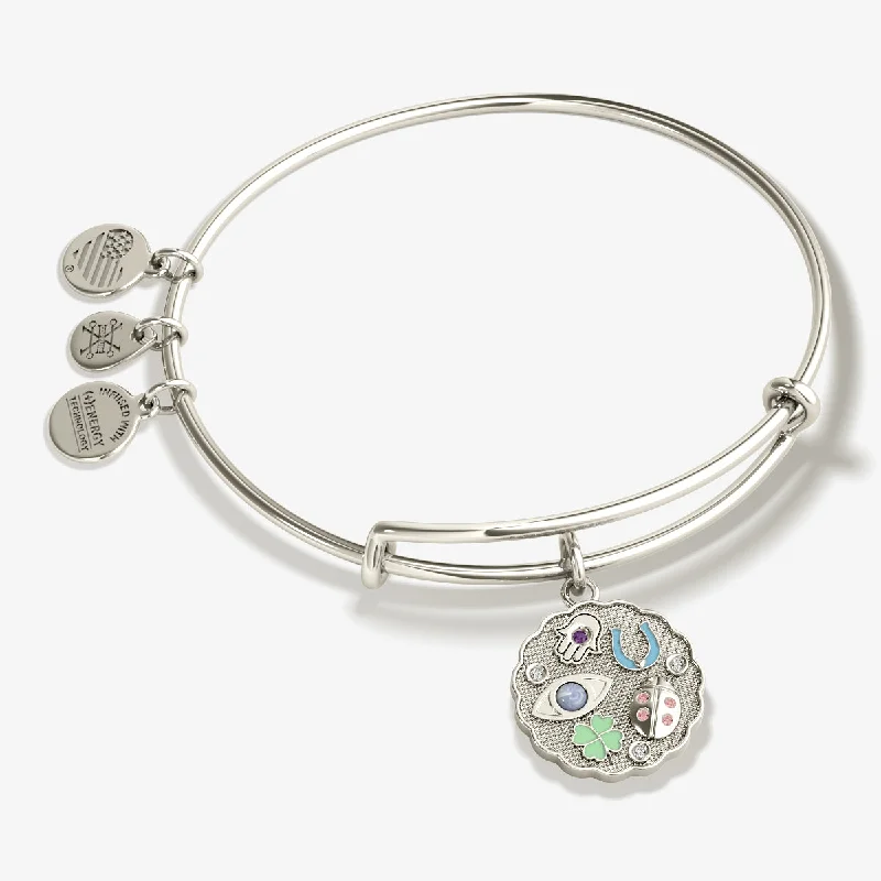 Bangles with claw-set stones for security -Abundant Blessings Charm Bangle Bracelet