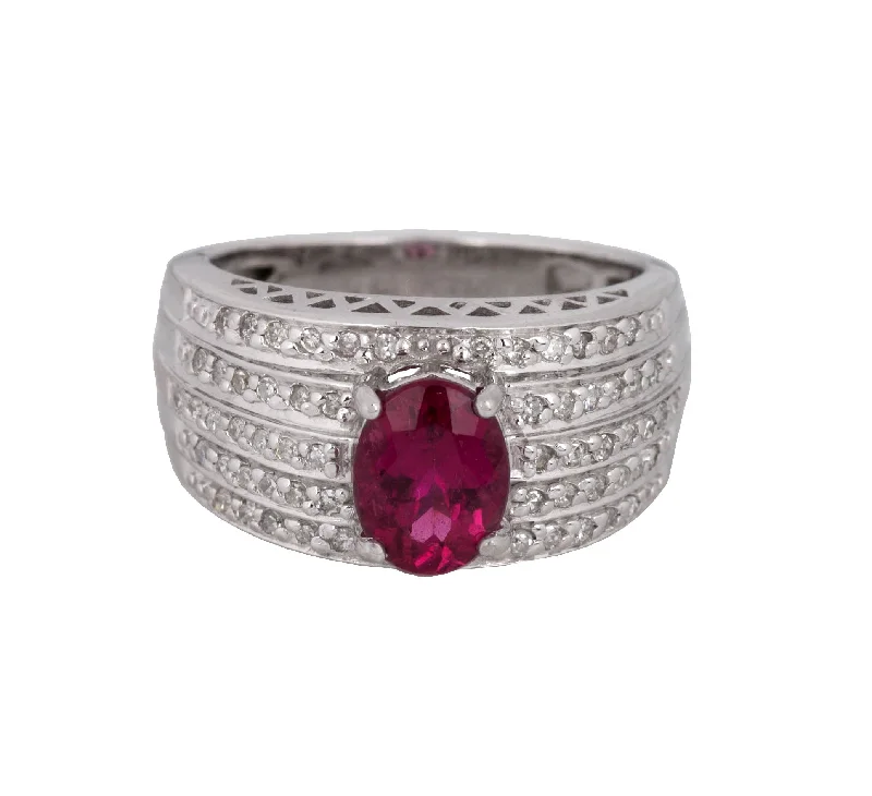 Women’s rings with sleek hematite for sheen -Women's Modern 14K White Gold 2.17ctw Pink Rhodolite Diamond Cocktail Ring