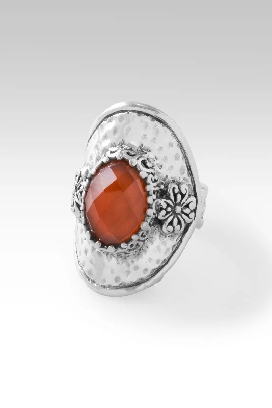 Women’s rings with faceted fluorite for hues -Path to Enlightenment Ring II™ in Carnelian