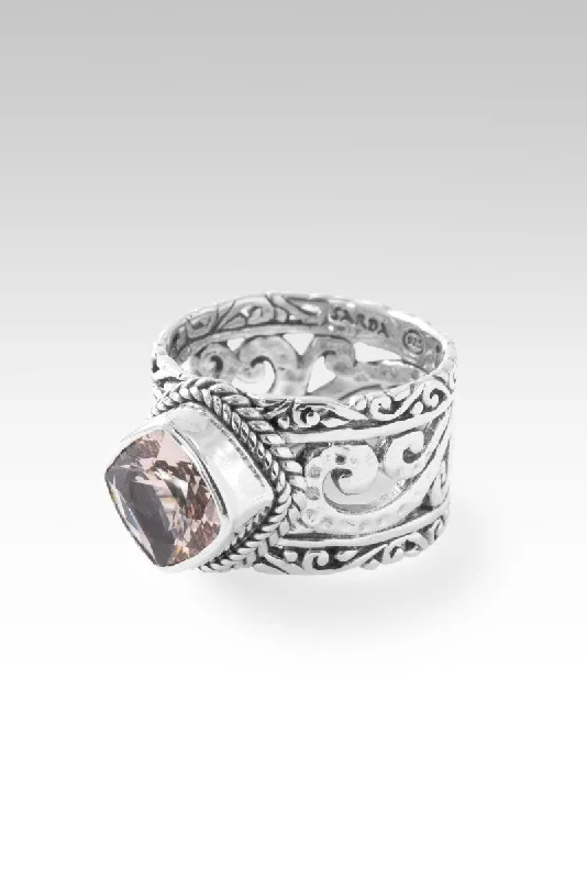 Women’s rings with faceted rose quartz shine -Keep the Faith Ring™ in Cor De Rosa Morganite