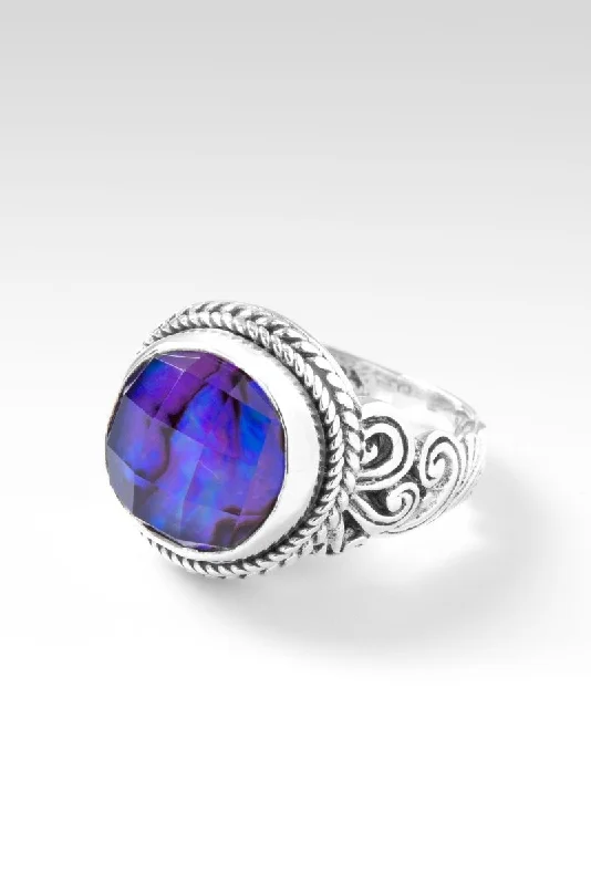 Women’s rings with radiant citrine for shine -Regal Devotion Ring™ in Royal Purple Abalone Quartz Triplet