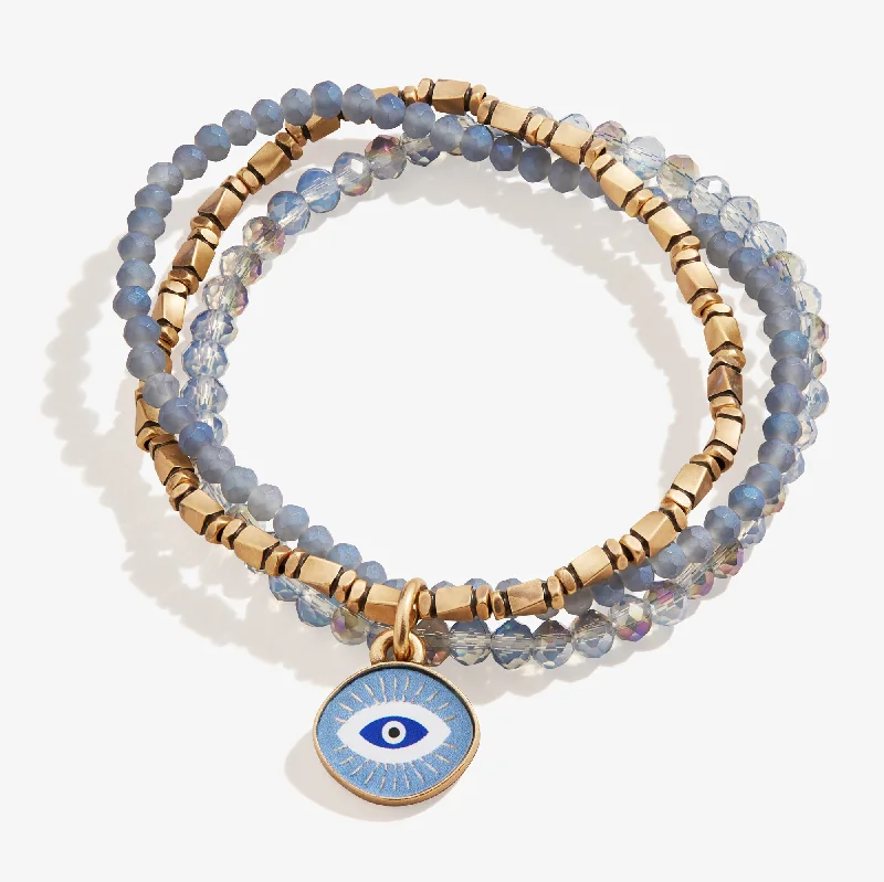 Bracelets with floral sapphire for romantic glow -Evil Eye Stretch Bracelet Trio