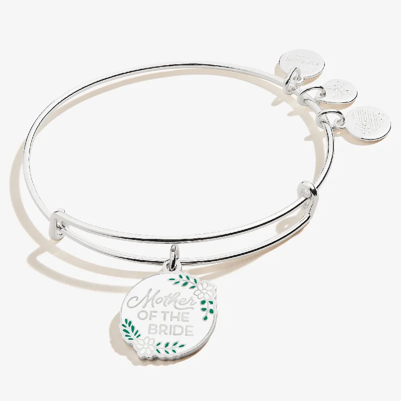 Bracelets with floral motifs for romantic touch -'Mother of the Bride' Charm Bangle