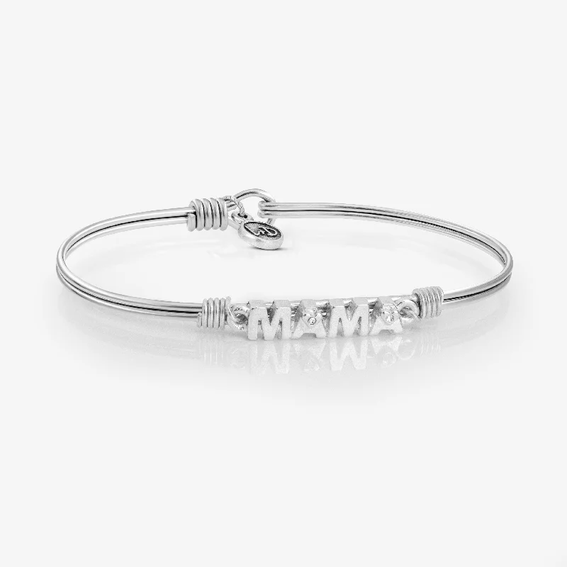 Bangles with hammered silver for rustic appeal -Mama Bangle Bracelet