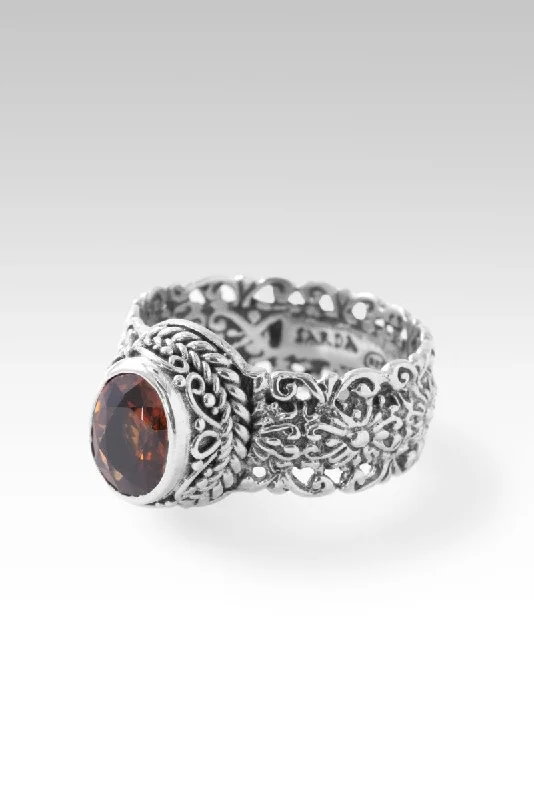 Women’s platinum rings with dazzling black diamonds -Infinite Hope Ring™ in Cognac Zircon