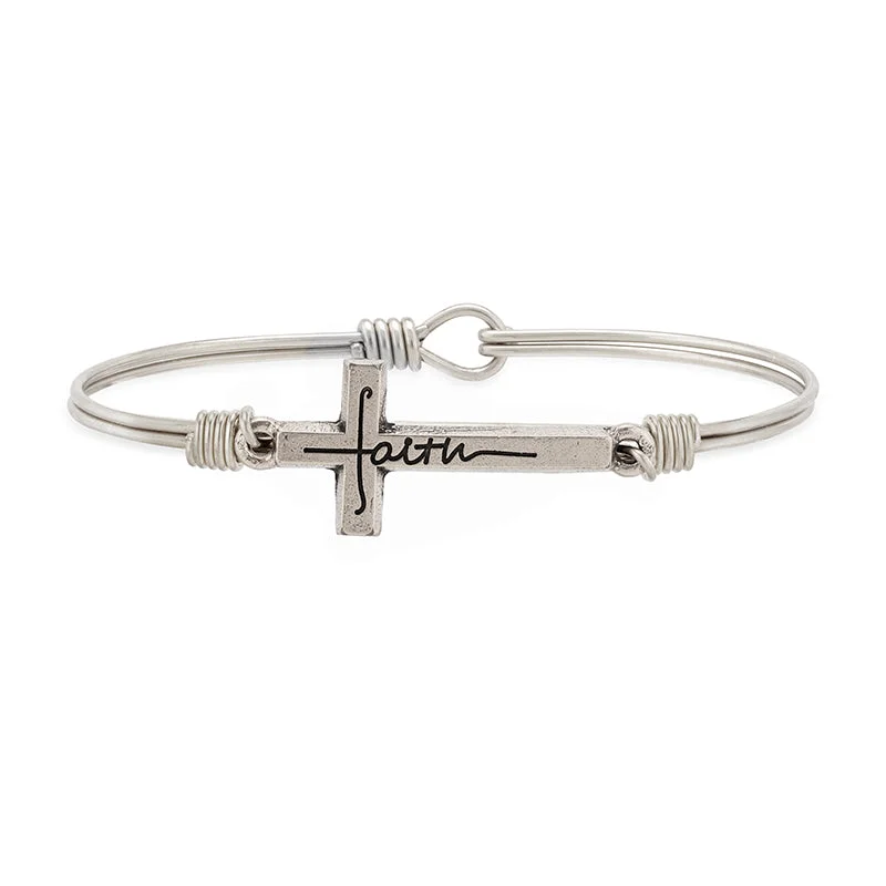 Bangles with vintage oxidized silver for charm -Forever Faith Bangle Bracelet